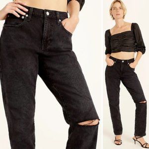 J. Crew Slim Boyfriend Jeans Distressed Black Wash High Rise BB471 29 NWT